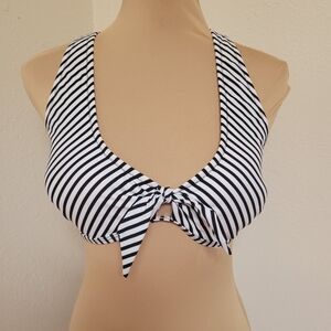 Lunabelle Black and White Striped Bikini Top